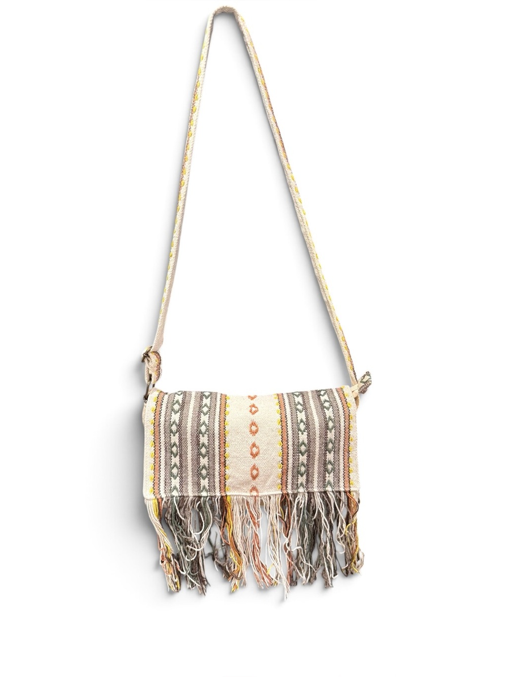 World Market Cotton Fringe Crossbody Bag